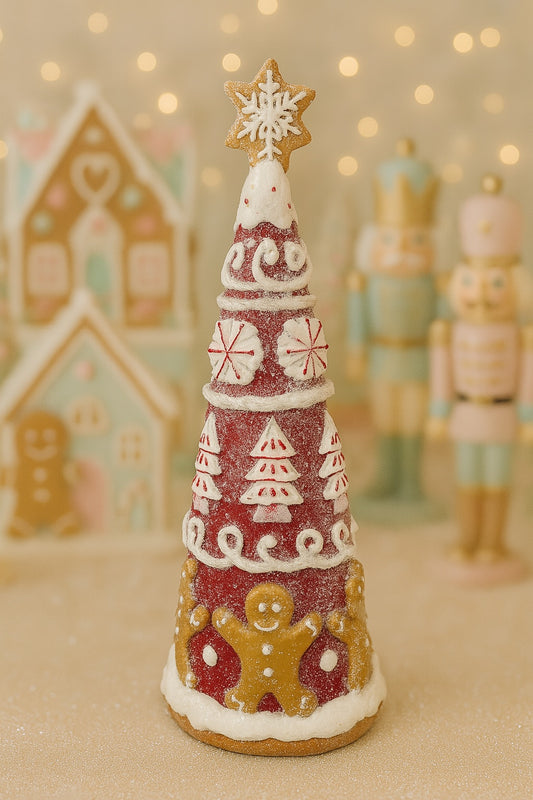 12” Red Gingerbread Tree