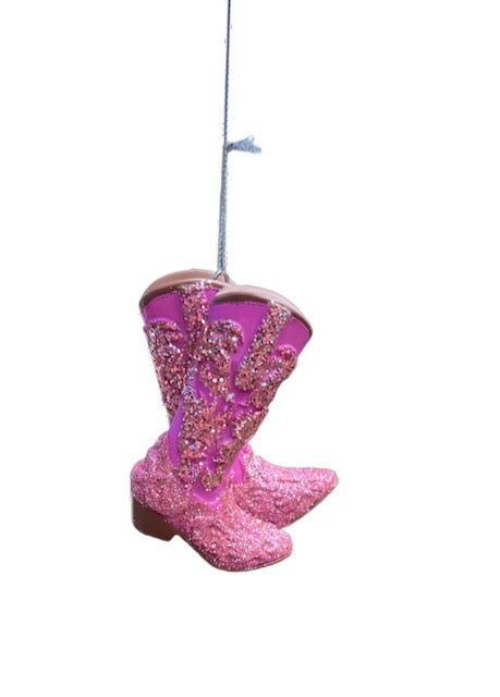 Kurt Adler Pink Glitter Cowboy Boots Ornament  T3720