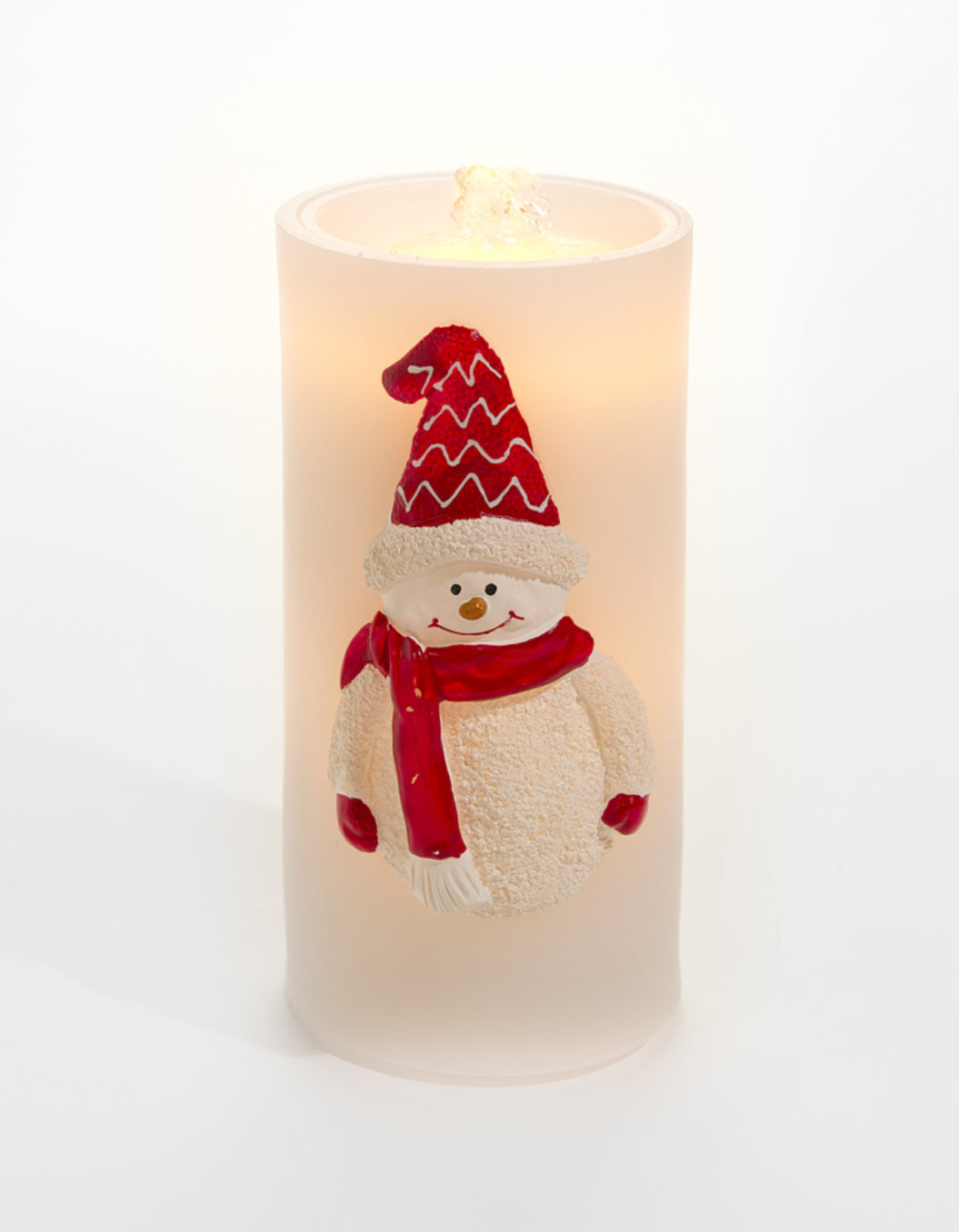 Snowman Water Fountain Candle – Lighted Christmas Tabletop LED Decoration