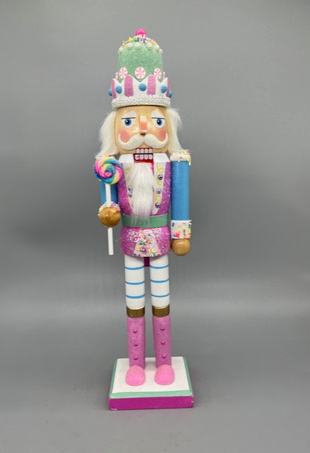 Kurt Adler 15-Inch Candy Land Nutcracker with Lollipop, Candy Crown, and Pink Boots