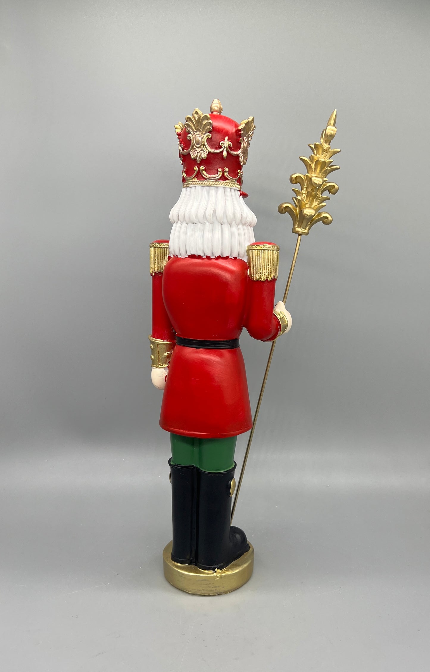 Red, Green and Gold 15.5" Nutcracker Soldier King with Staff Christmas Figurine  97273