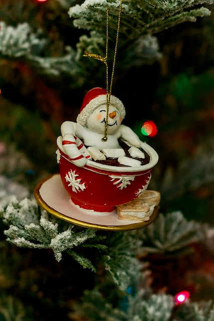 Kurt Adler 3.5" Snowman In Cup Of Hot Chocolate E0935