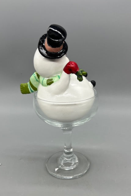December Diamonds Christmas Carousel Retro Snowman in Martini Glass