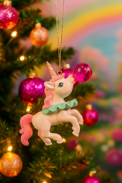 Whimsical Characters Blowing Bubbles Christmas Ornament Mermaid Unicorn Dolphin