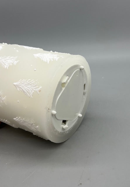 LED Water Candle with Embossed Christmas Tree Design – 8" Holiday Decor