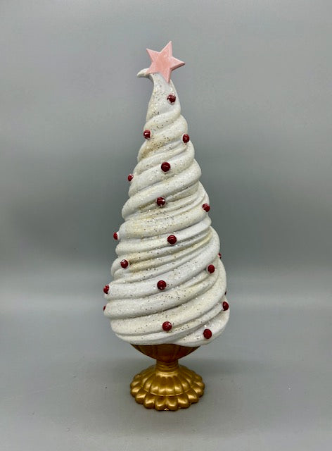 12.5" White Frosting Christmas Tree By December Diamonds