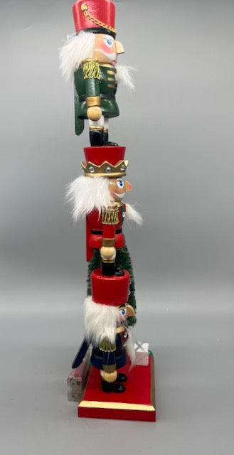 Kurt Adler Battery Operated Stacked Nutcracker with Tree 18 Inch Multicolor