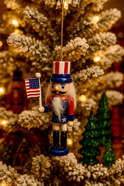 Kurt Adler 5" Patriotic Nutcracker Ornament – Red White Blue with American Flag C6197
