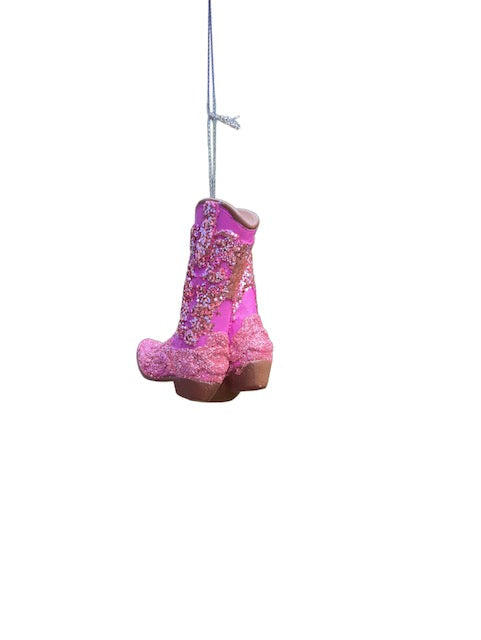 Kurt Adler Pink Glitter Cowboy Boots Ornament  T3720