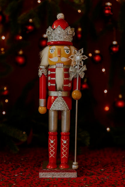Kurt Adler 15-Inch Red and Silver Nutcracker King with Crown and Staff