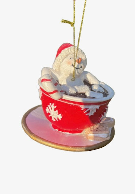 Kurt Adler 3.5" Snowman In Cup Of Hot Chocolate E0935
