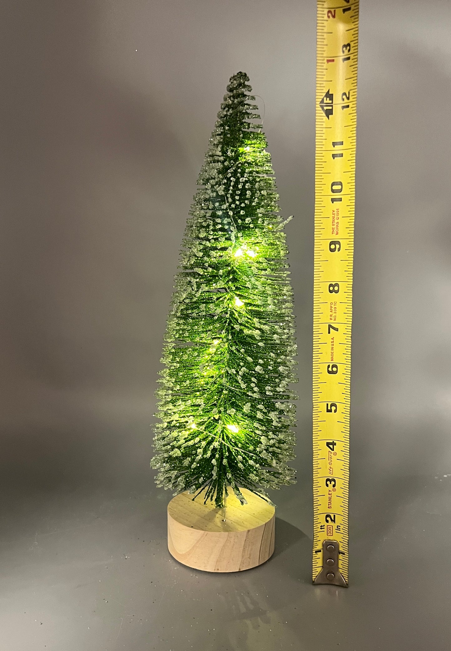 Light Up Bottle Brush Christmas Trees with Wood Base – Holiday Tabletop Décor
