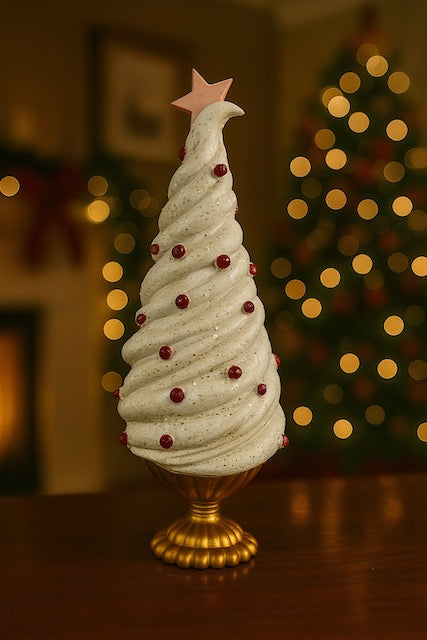 12.5" White Frosting Christmas Tree By December Diamonds