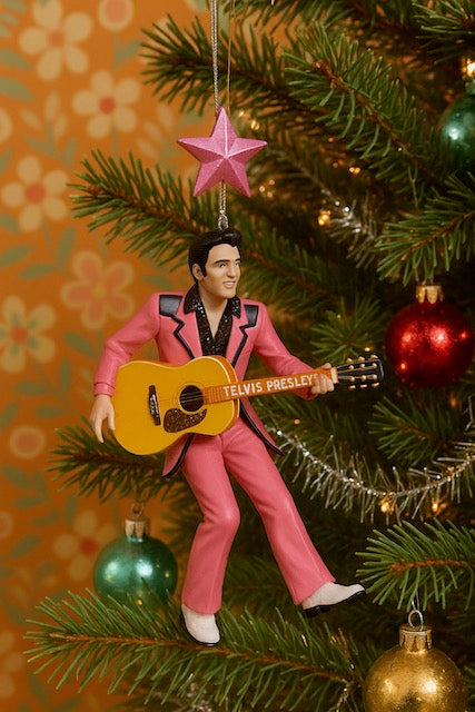 Kurt Adler 5" Elvis Presley Ornament – Pink Suit with Guitar Christmas Tree Decoration