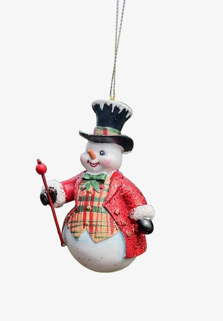 Kurt Adler 3.75" Red And Plaid Snowman Sold Separately