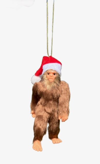 Kurt Adler Bigfoot Sasquatch Christmas Ornament with Santa Hat 5.5"