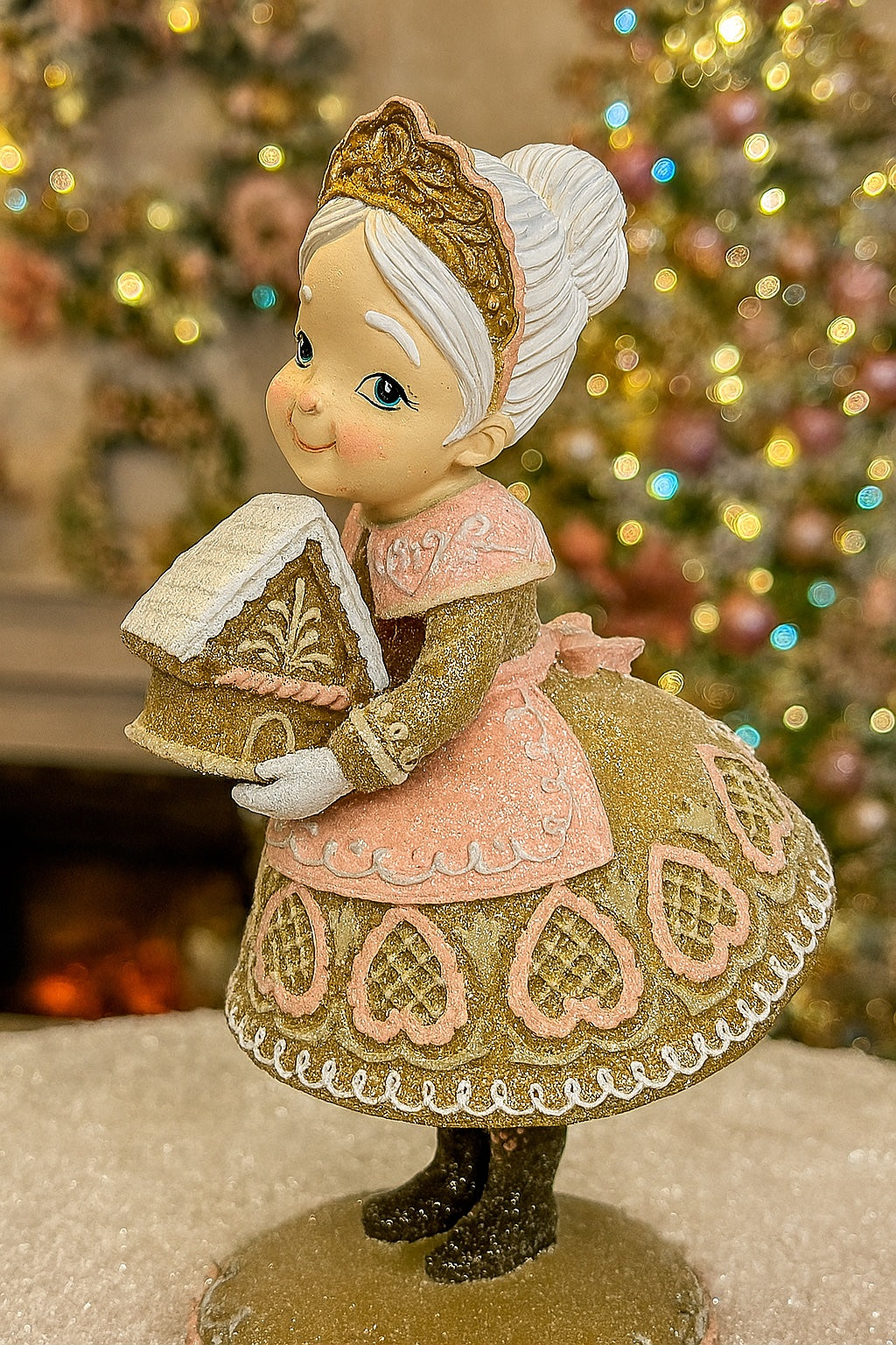 December Diamonds 12" Mrs. Claus Holding Gingerbread House Figurine