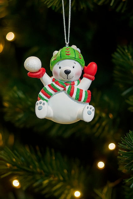 Kurt Adler 3.375"–3.625" Christmas Animal Ornaments – Bear & Panda in Winter Hats and Scarves (Sold Separately)