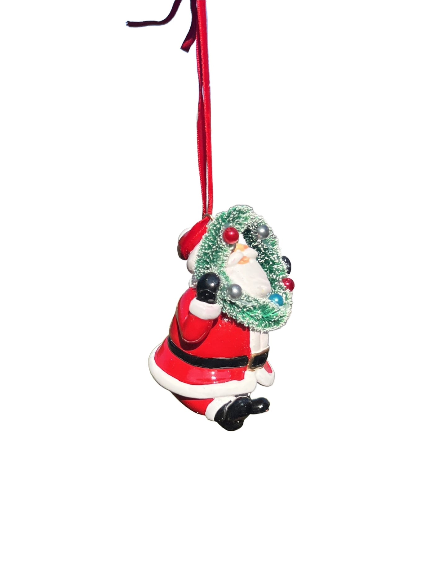Santa Claus Holding A Wreath Ornament 7444