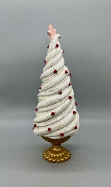 12.5" White Frosting Christmas Tree By December Diamonds