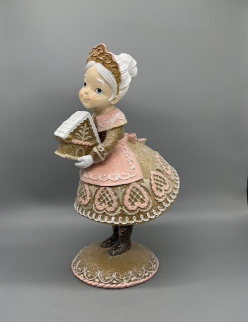 December Diamonds 12" Mrs. Claus Holding Gingerbread House Figurine