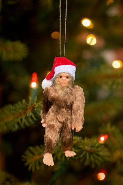 Kurt Adler Bigfoot Sasquatch Christmas Ornament with Santa Hat 5.5"