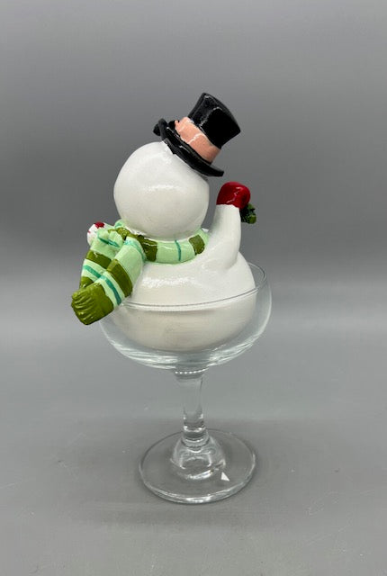 December Diamonds Christmas Carousel Retro Snowman in Martini Glass