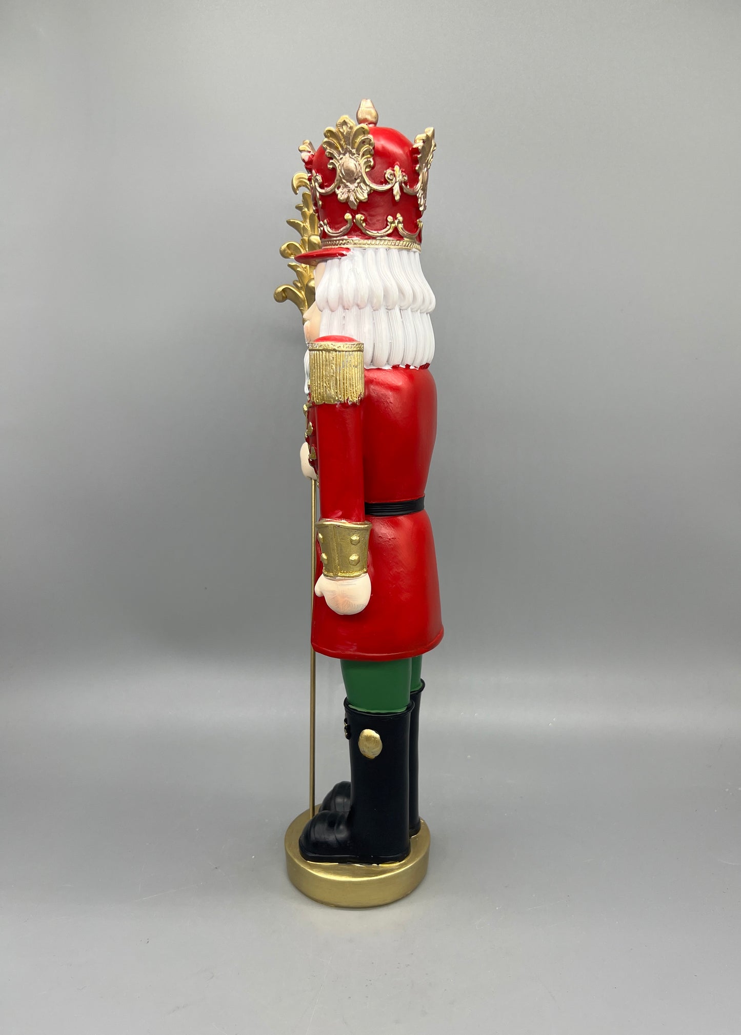 Red, Green and Gold 15.5" Nutcracker Soldier King with Staff Christmas Figurine  97273