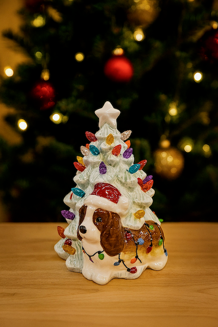 Ceramic Christmas Tree With Dog