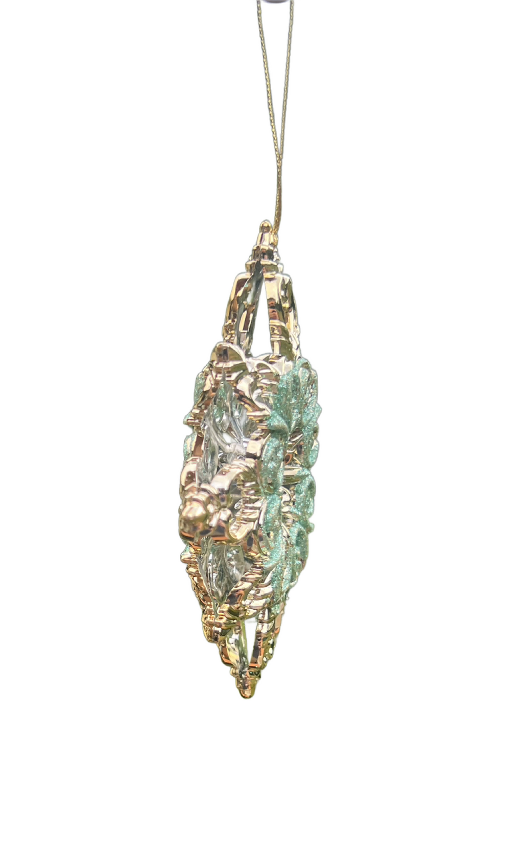 Kurt Adler  5" Aqua / Gold Snowflake Ornament T3741