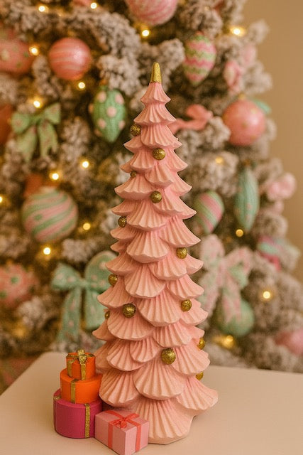 December Diamonds Pink Tree with Gifts 20"