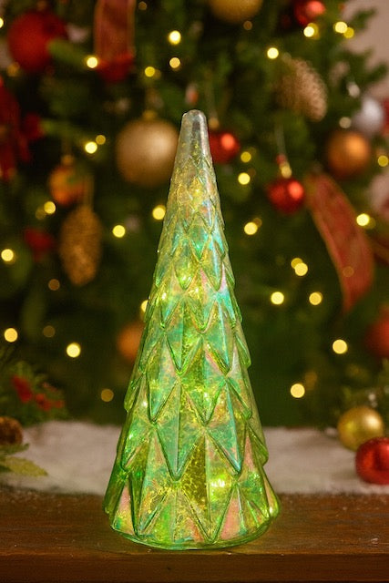 Glass Green LED Christmas Tree – Holiday Lighted Decoration, Sold Separately