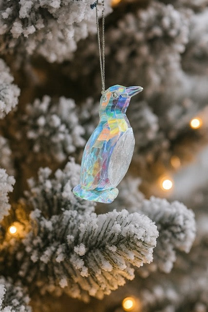 Kurt Adler Iridescent Penguin Ornament – 4" Acrylic Crystal Finish T3496