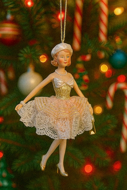 Kurt Adler Platnium and White Modern Shopping Girl 6" Christmas Ornament