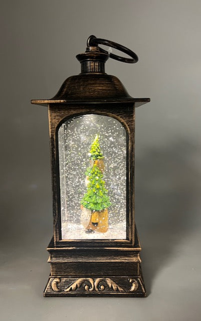 10.75 Bronze LED Lighted Gnome Stack Christmas Snow Globe Lantern