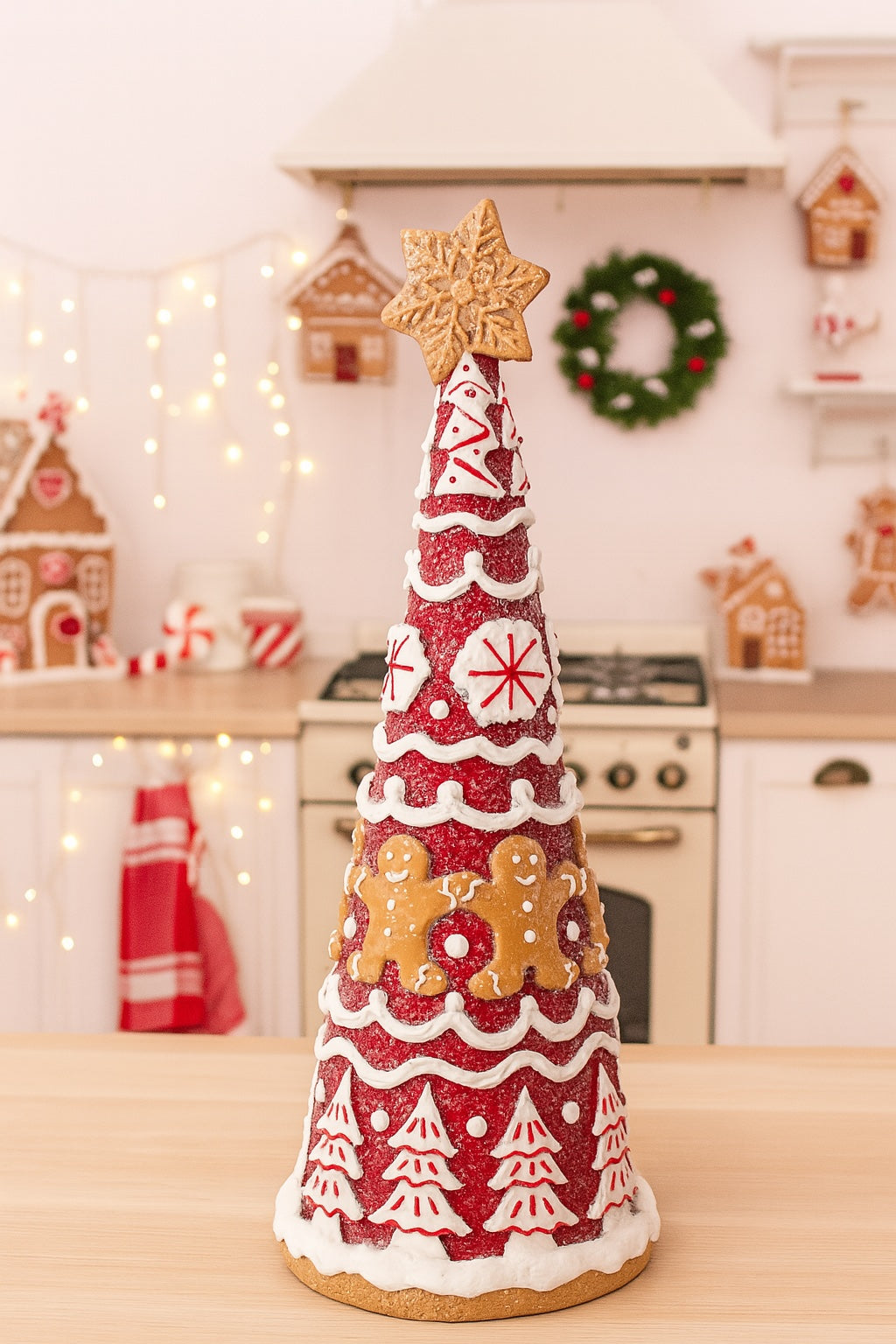 Red Gingerbread  14" Tree By Melrose