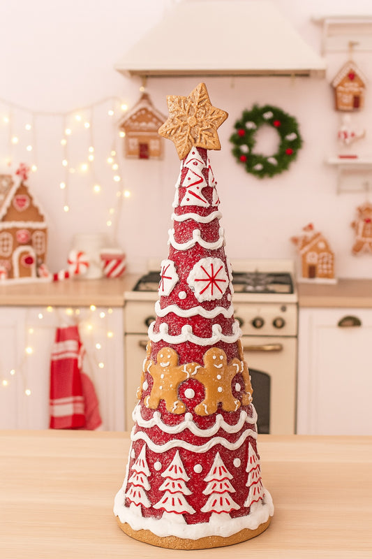 Red Gingerbread  14" Tree By Melrose