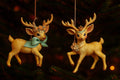 Kurt Adler 4" Gold and Aqua Deer Ornament Set – Elegant Resin Reindeer Christmas Decorations (Set of 2)