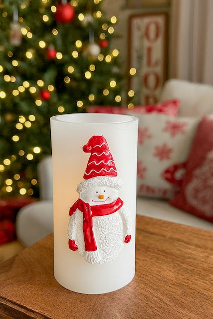 Snowman Water Fountain Candle – Lighted Christmas Tabletop LED Decoration