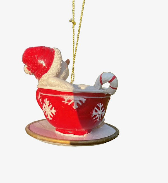 Kurt Adler 3.5" Snowman In Cup Of Hot Chocolate E0935