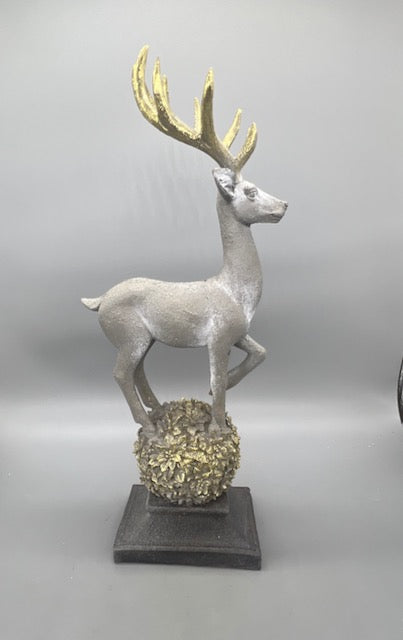 Deer On Orb 14" Gold Accents By Melrose International