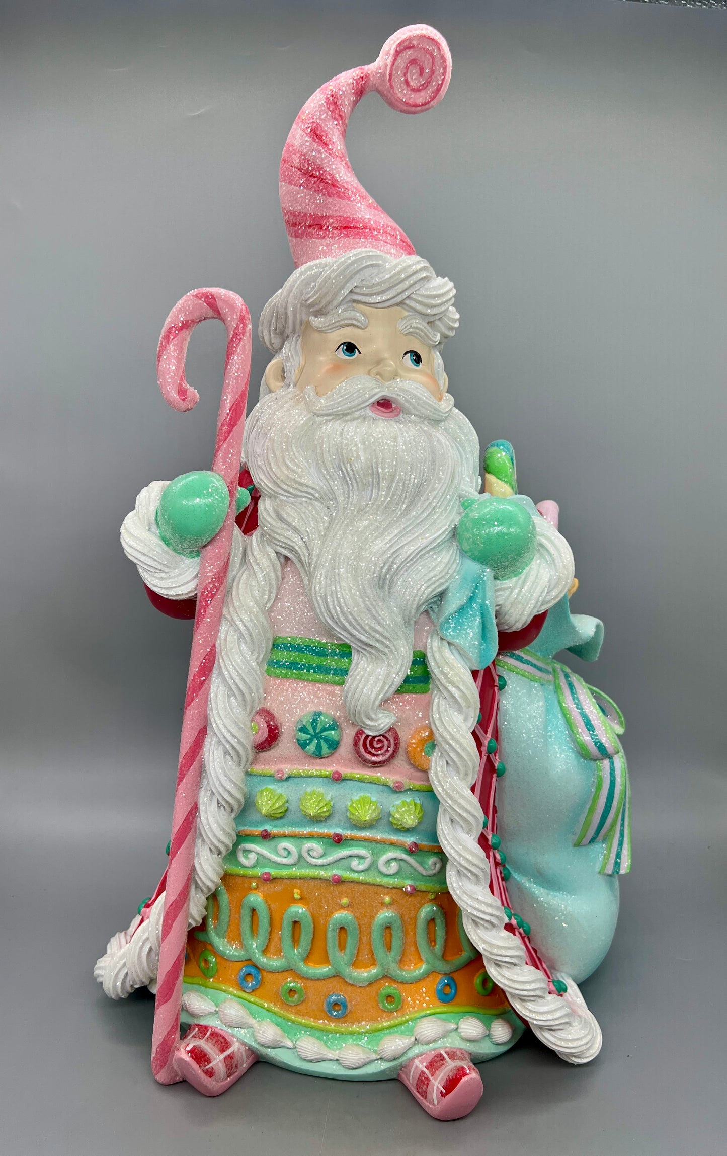 20.5" Holiday Candy Santa Figurine – Pastel Christmas Decoration By December Diamonds