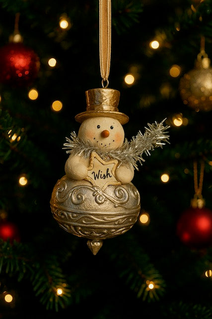 Melrose Vintage Style Snowman Wish / Santa Believe Christmas Ornament 4.5:   91615