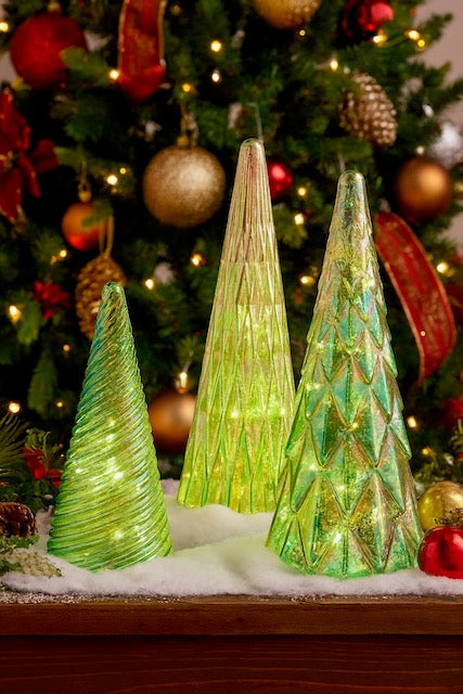 Glass Green LED Christmas Tree – Holiday Lighted Decoration, Sold Separately