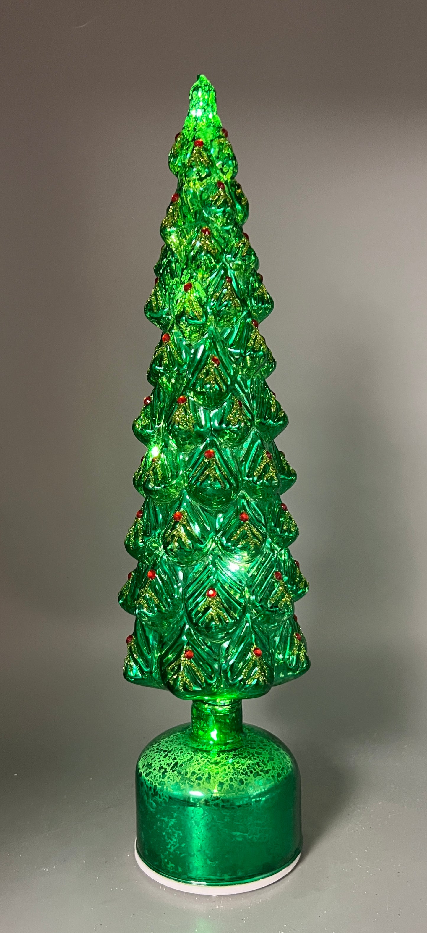 LED Rotating Green Christmas Tree – 19" or 16" Holiday Decoration, Sold Separately, 3 AA Batteries Not Included