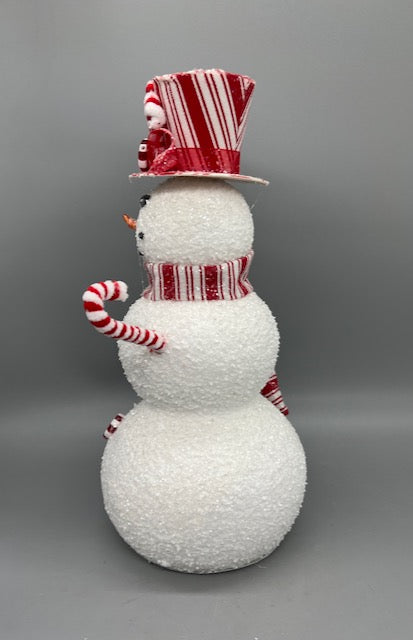 13" Peppermint Snowman Christmas Decoration – Styrofoam Holiday Tabletop Figure