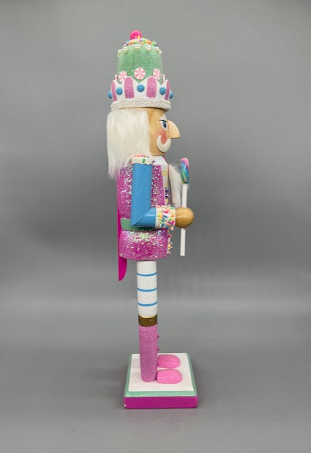 Kurt Adler 15-Inch Candy Land Nutcracker with Lollipop, Candy Crown, and Pink Boots