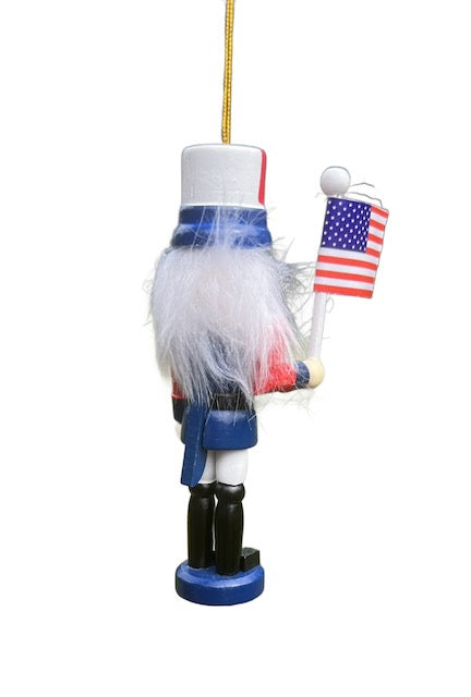 Kurt Adler 5" Patriotic Nutcracker Ornament – Red White Blue with American Flag C6197