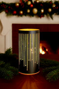 Midnight Blue Glass Cylinder Candle Holder – Starry Night Cutout Design 8"