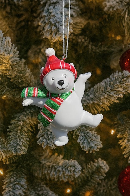 Kurt Adler 3.375"–3.625" Christmas Animal Ornaments – Bear & Panda in Winter Hats and Scarves (Sold Separately)